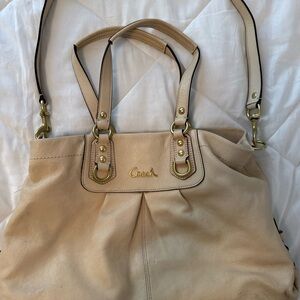 Coach Beige Leather Shoulder Bag